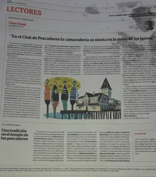 Clarín: La historia de "La mesa de los jueves" del Club de Pescadores